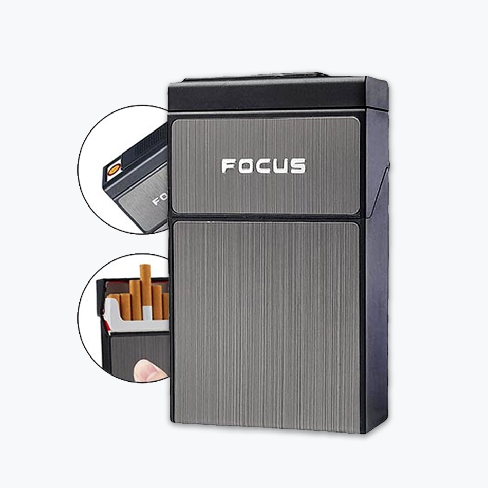 Портсигар с USB зажигалкой Focus на 20 сигарет, самокруток. купить портсигар с юсб-зажигалкой